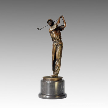 Esportes Bronze Escultura Golf Player Caeving bronze estátua, Milo TPE-028